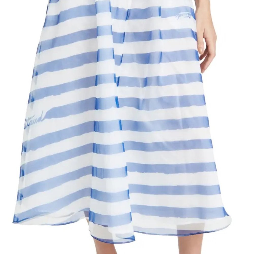 STAUD Mattia Skirt Blue & White Painted Stripe - S